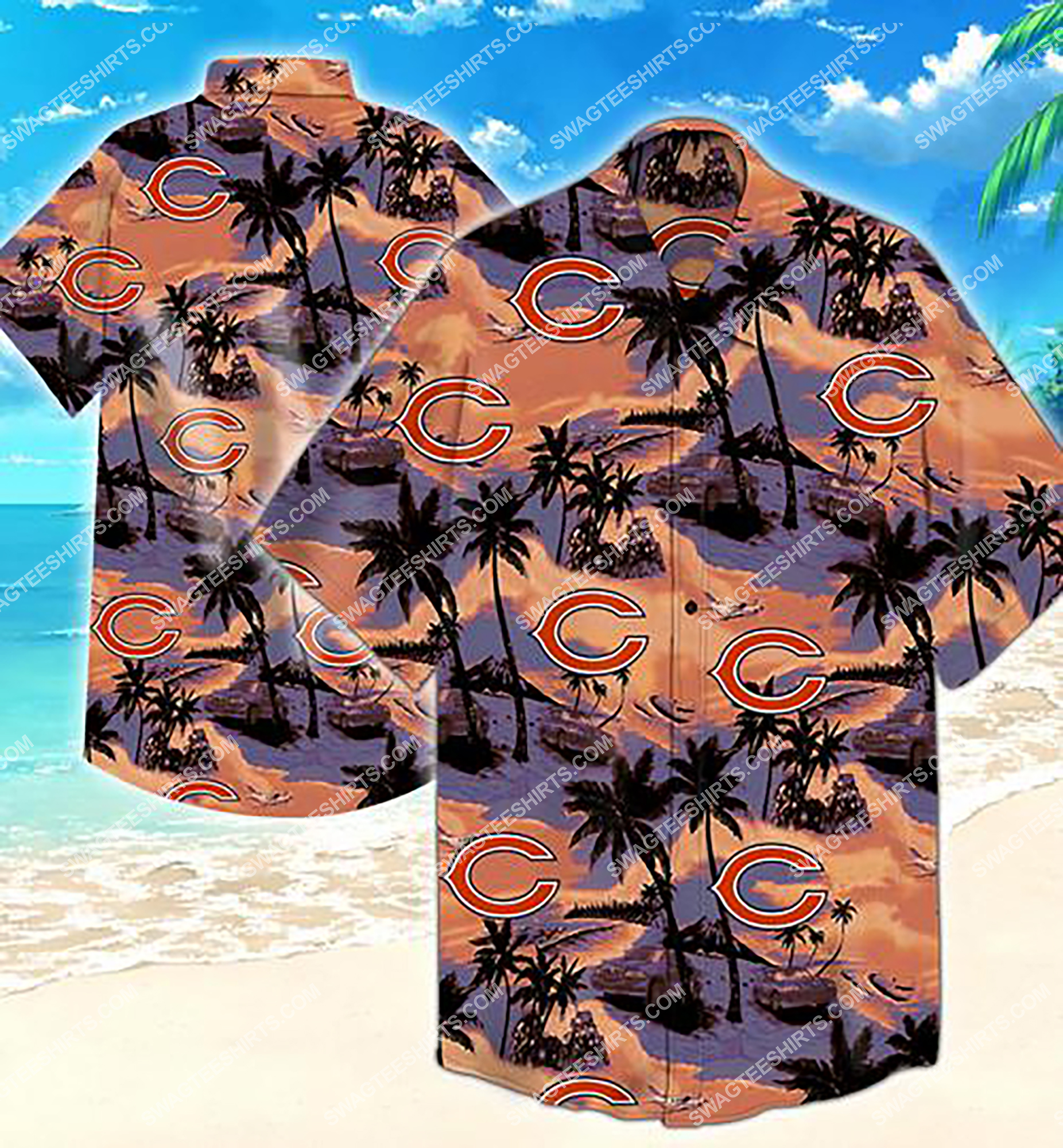 coconut tree and chicago bears team summer hawaiian shirt 2