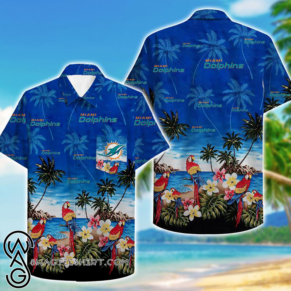 tropical miami dolphins parrot hawaiian shirt - maria