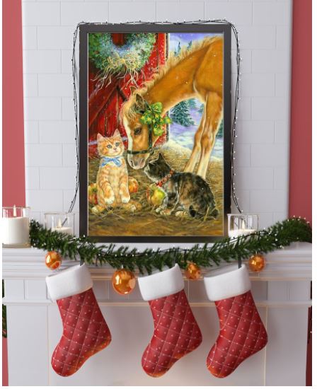 Christmas cat horse poster 2