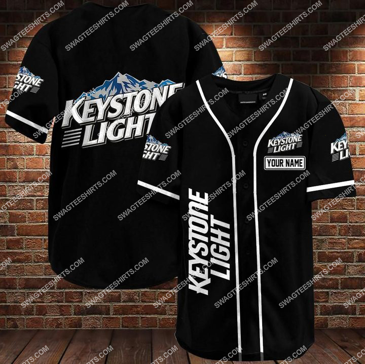 custom name keystone light all over printed baseball shirt 1