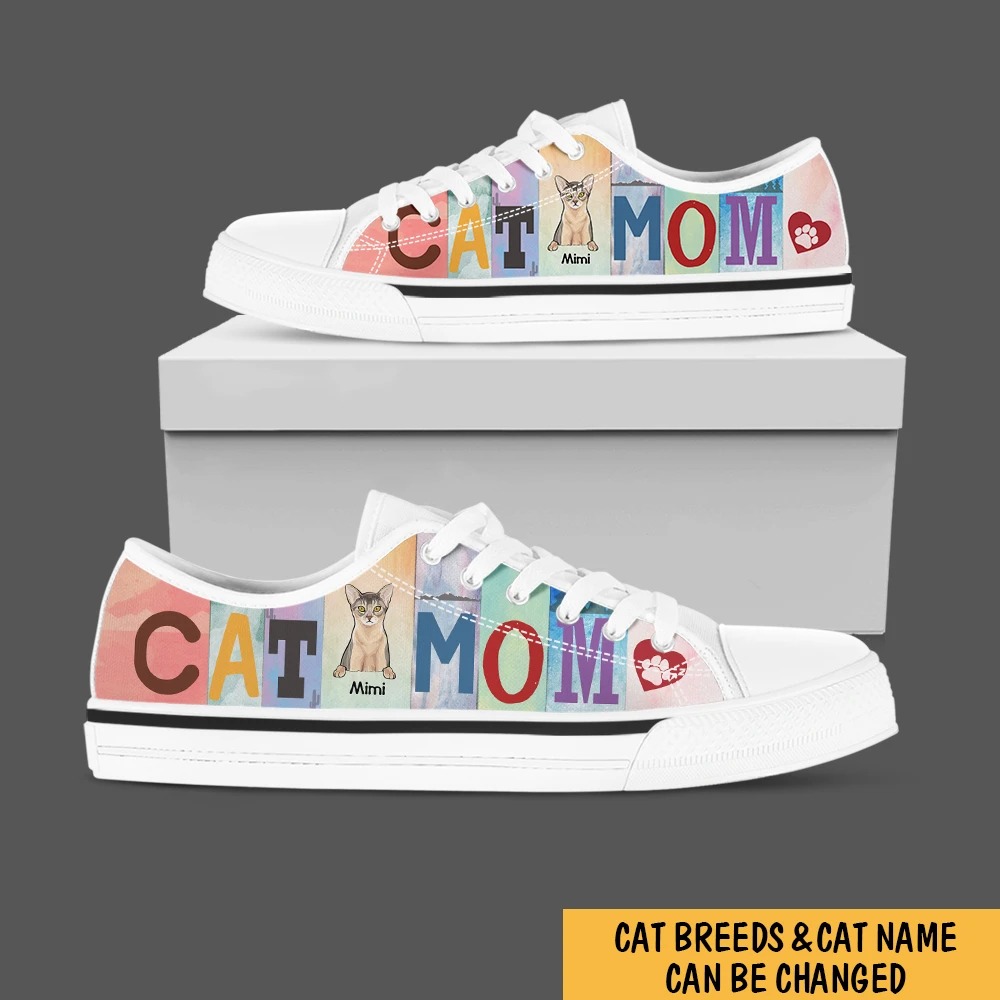 Personalized Couple Cat Dad And Mom Low Top Shoes 3