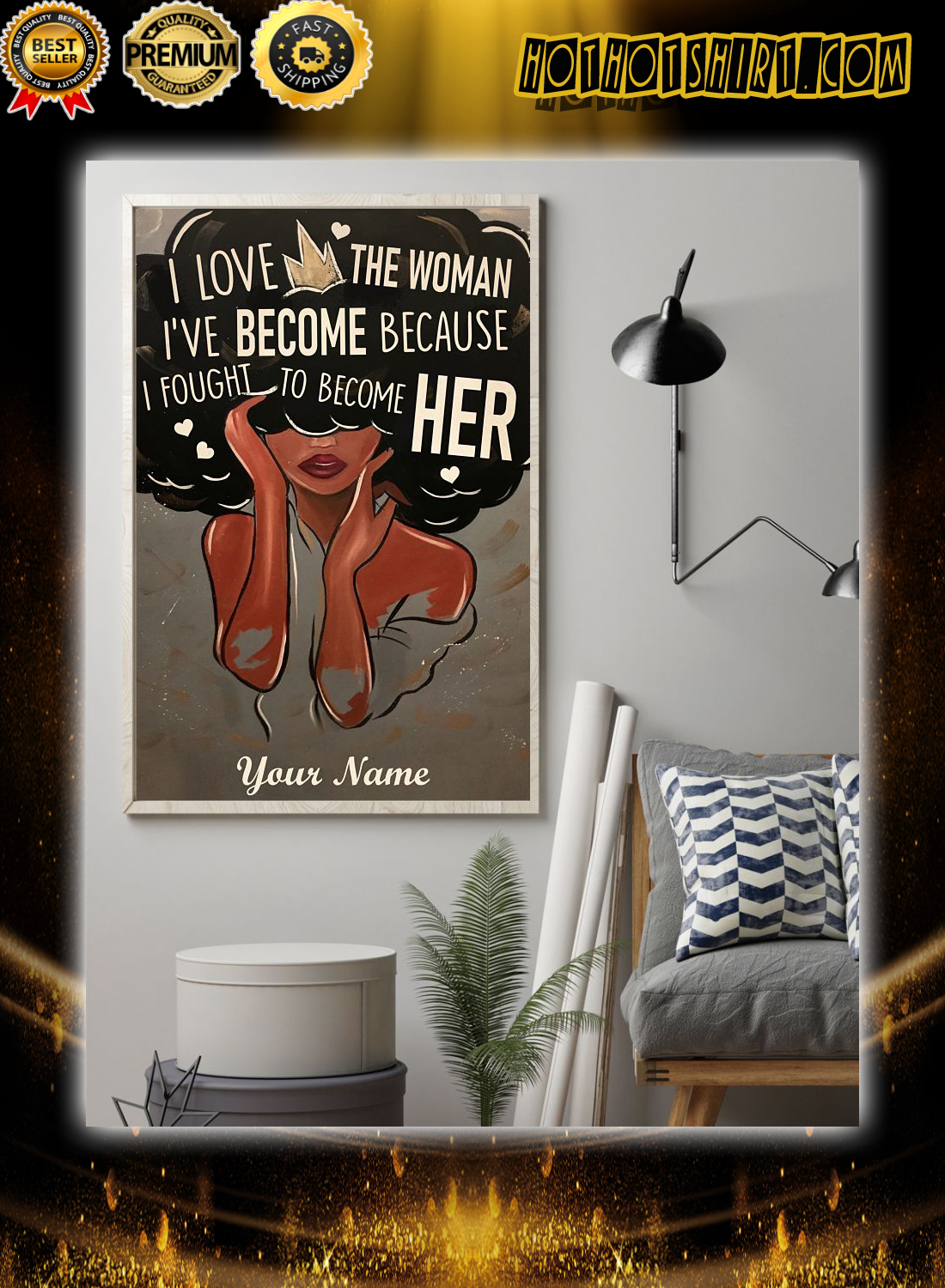 Personalized Name Black I Love The Woman Poster 1