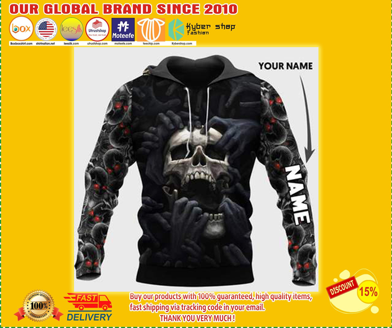 Red eyes screaming skull personalized custom name 3d hoodie 2