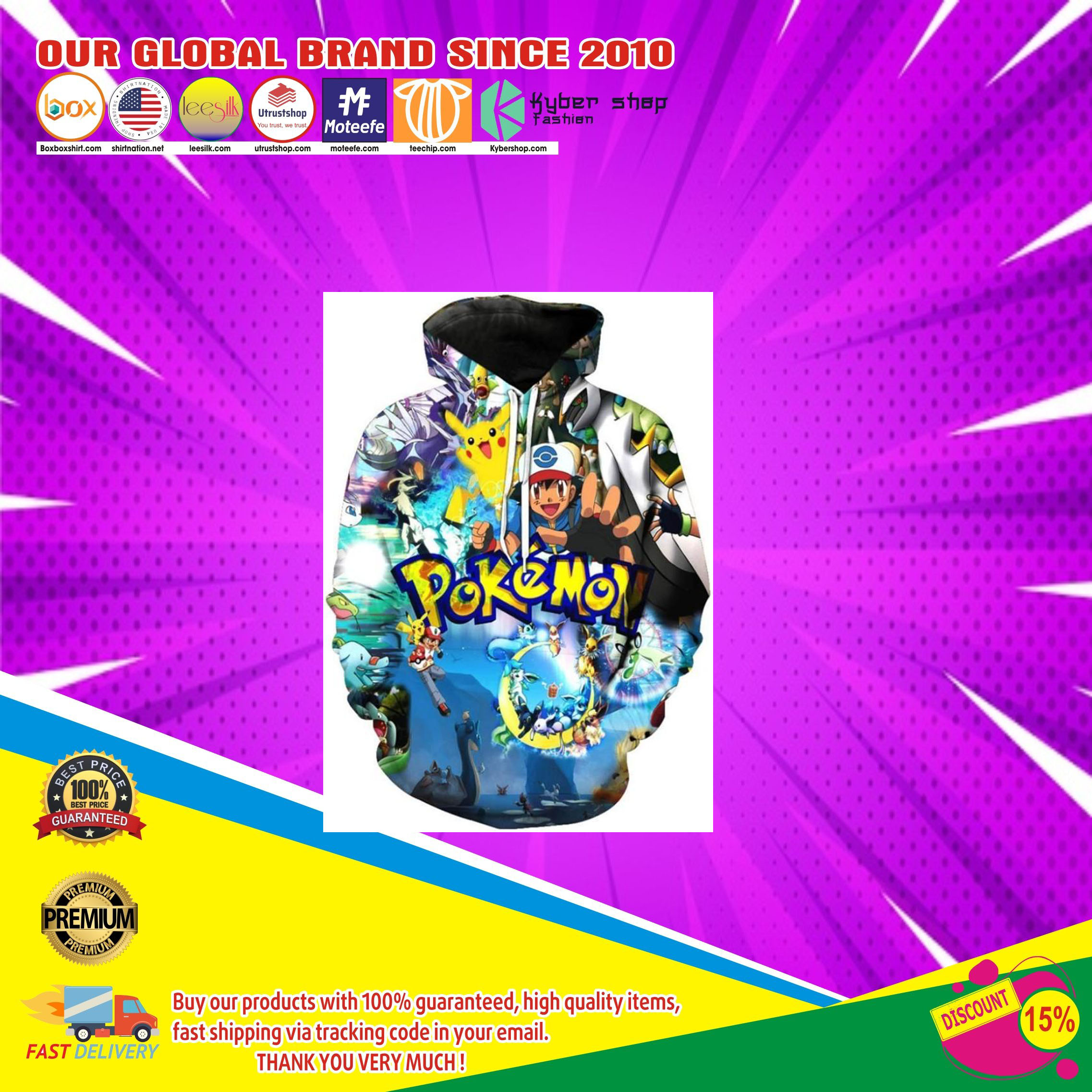 Pokemon characters mash 3d hoodie7