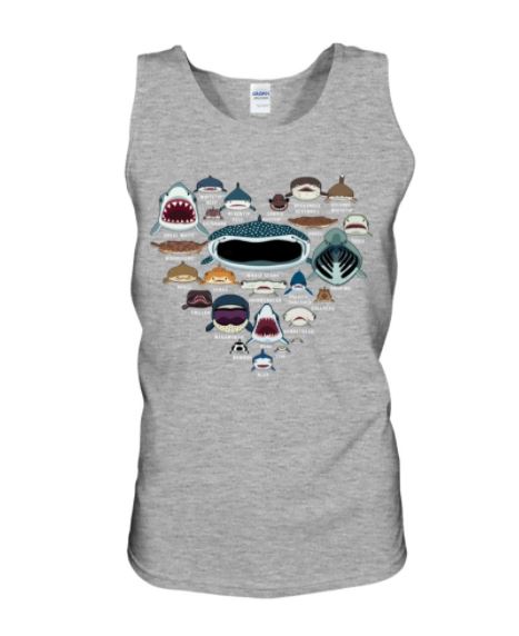 Sharks types faces tank top