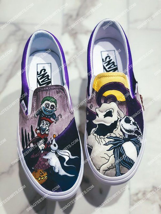 [highest selling] the nightmare before christmas all over print slip on shoes – maria
