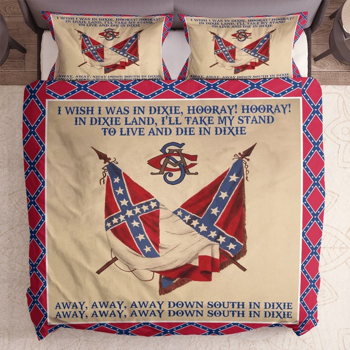 [best price] the flags of the confederate states of america dixie lyrics bedding set – maria