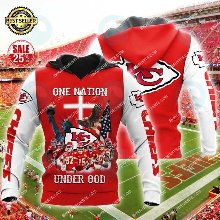 kansas chiefs football one nation under God all over printed hoodie 1