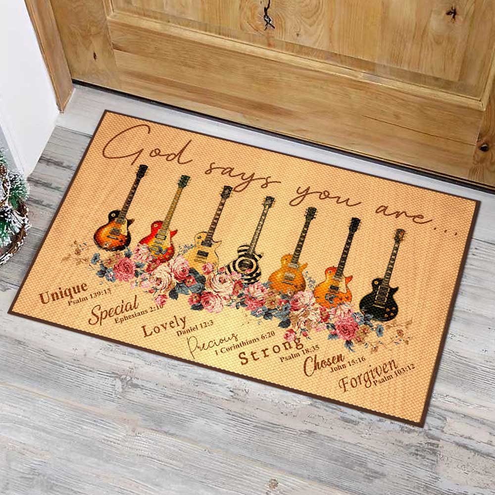Gibson Les Paul Guitars God Says You Are Unique Doormat – Hothot 220521