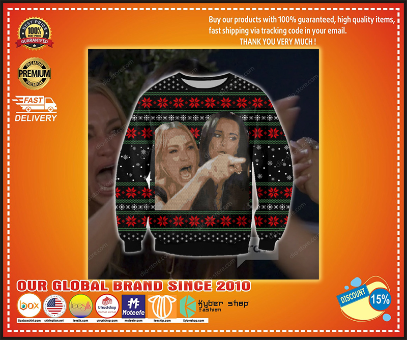 WOMAN YELLING AT A CAT UGLY CHRISTMAS SWEATER 1