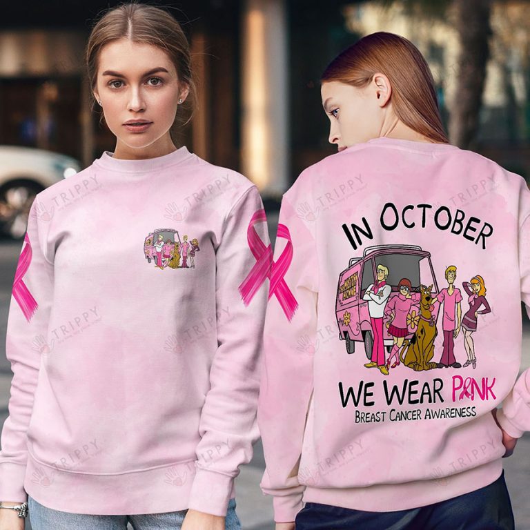 Scooby Doo In October We Wear Pink Breast Cancer Awareness 3D All Over Printed Sweatshirt