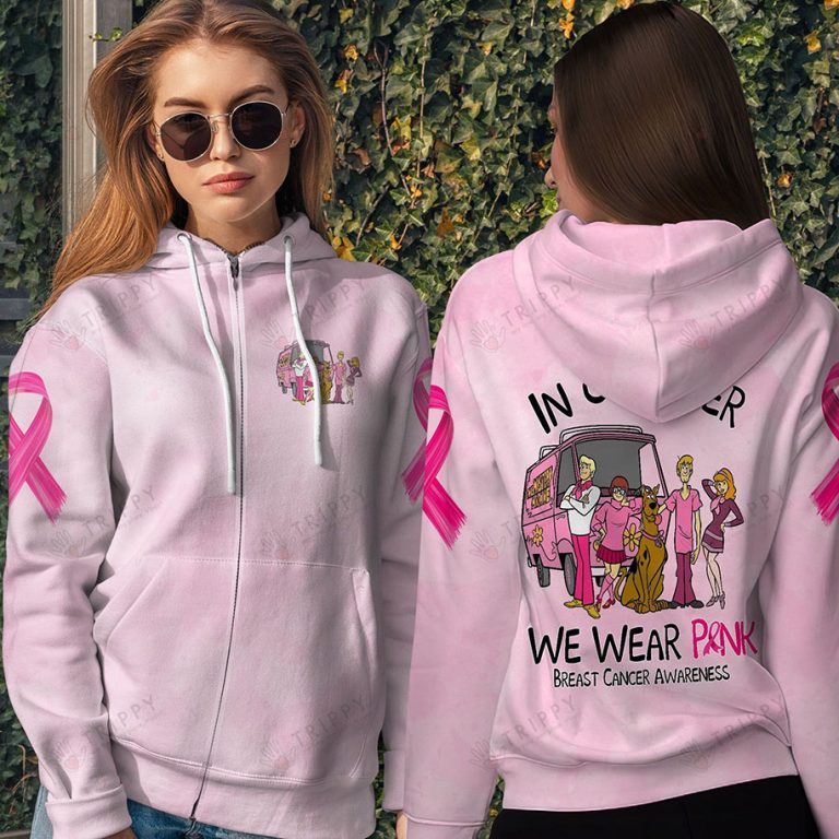 Scooby Doo In October We Wear Pink Breast Cancer Awareness 3D All Over Printed Zip Hoodie
