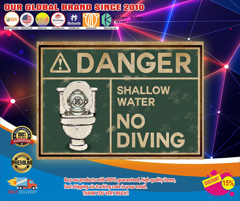 Scuba danger shallow water no diving poster
