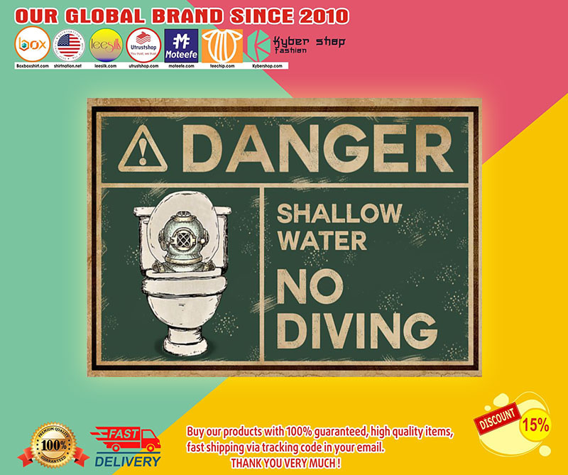 Scuba danger shallow water no diving poster2
