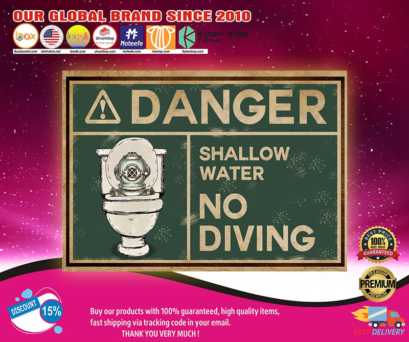 Scuba danger shallow water no diving poster3