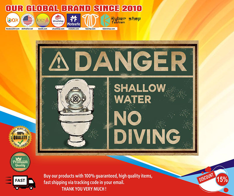 Scuba danger shallow water no diving poster4