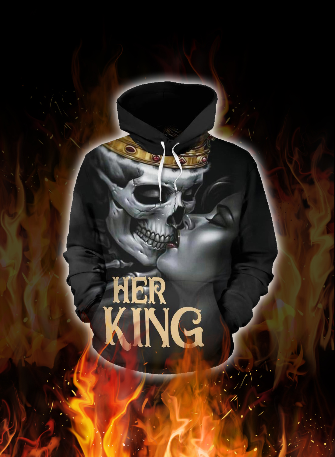 Skull his queen her king couple 3d hoodie 1