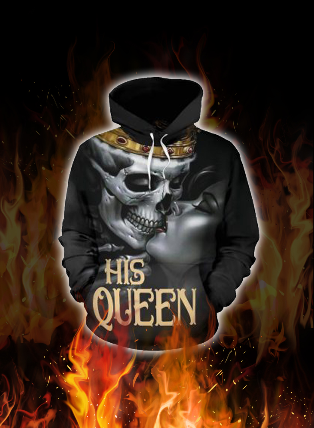 Skull his queen her king couple 3d hoodie 2
