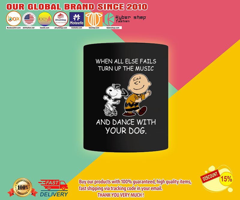 Snoopy and Charlie Brown When all else fails turn up the music and dance with your dog mug2
