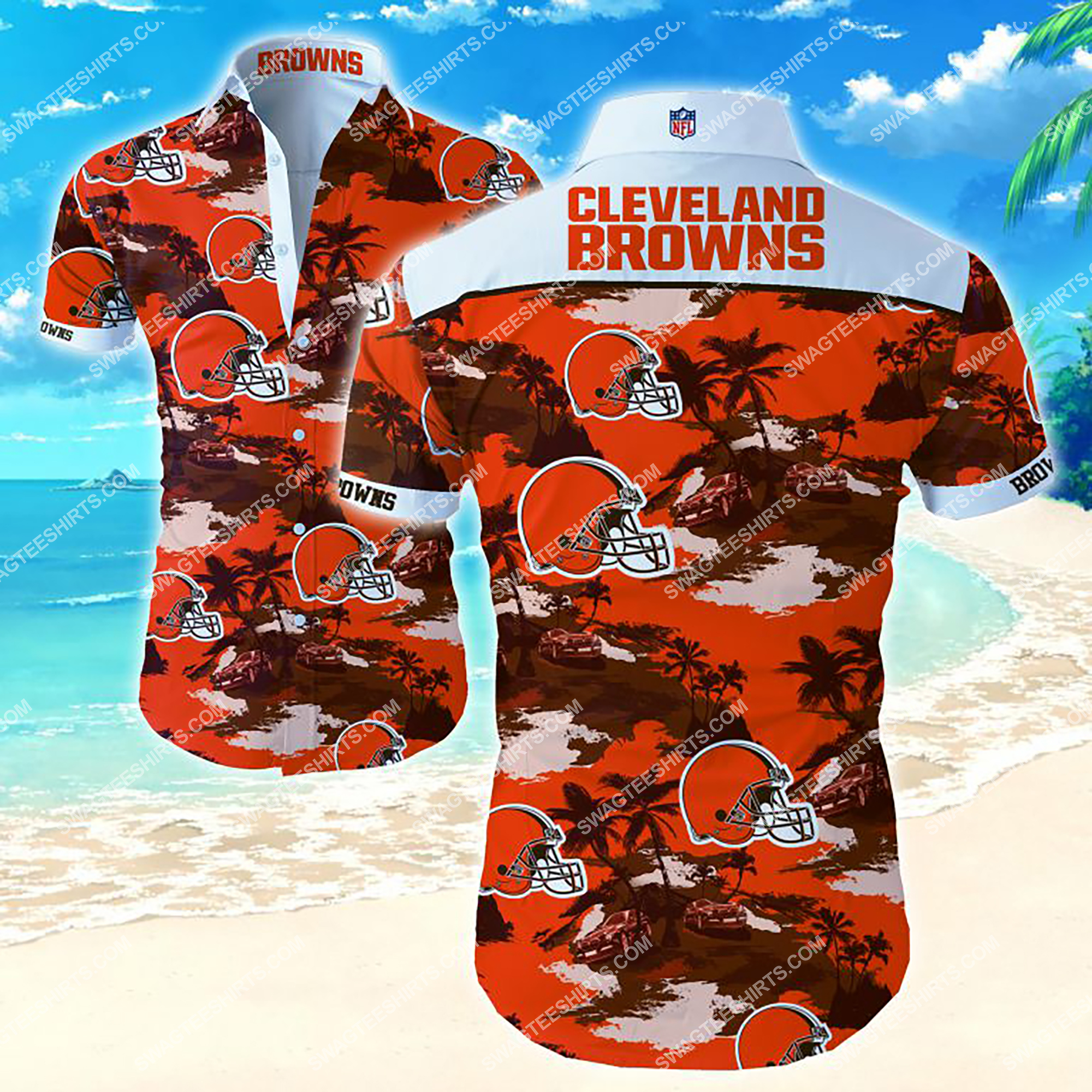 tropical cleveland browns team full printing summer hawaiian shirt 2