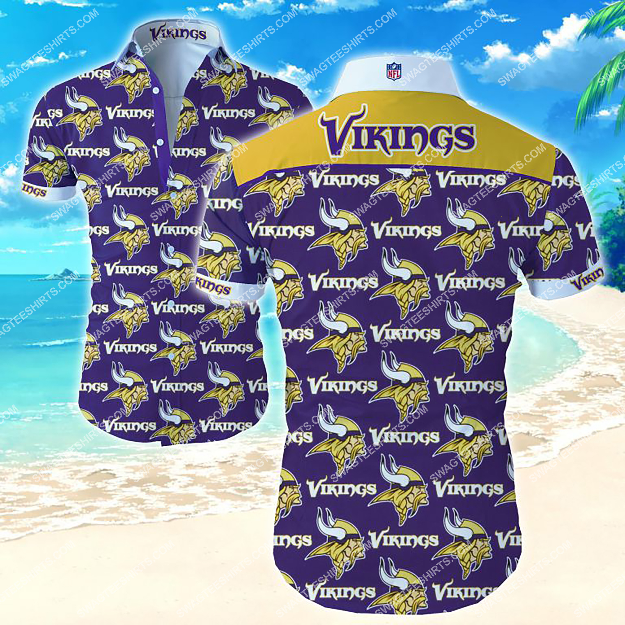 minnesota vikings football all over print hawaiian shirt 2