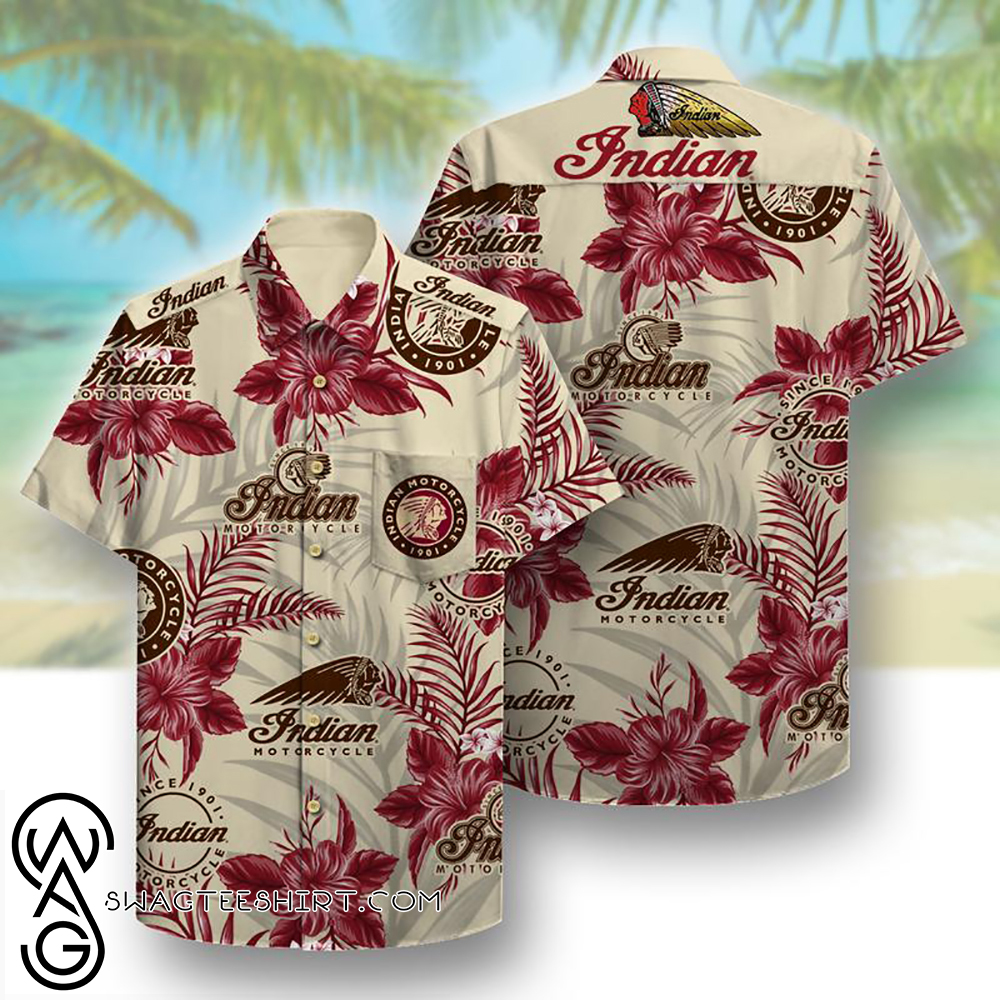 indian motorcycle symbol pattern hawaiian shirt - maria