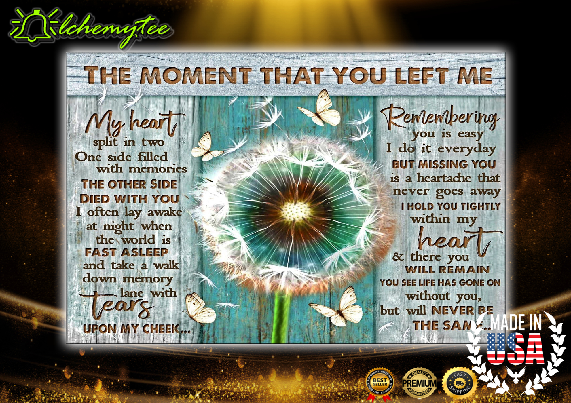 The Moment That You Left Me Butterfly Dandelion Canvas Print