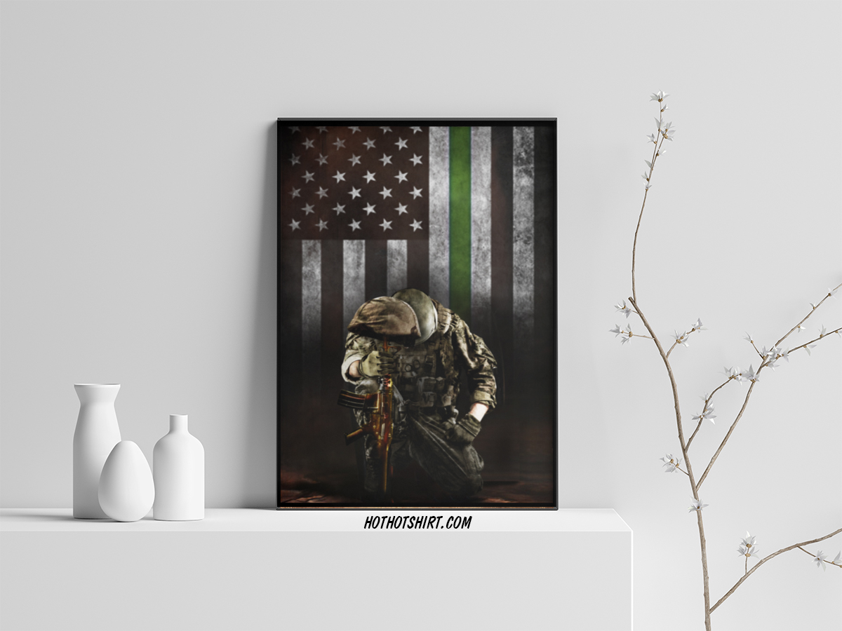 Thin Green Line American Flag Poster Honoring Men Women Our Military Wall Decor Veterans Gift 3