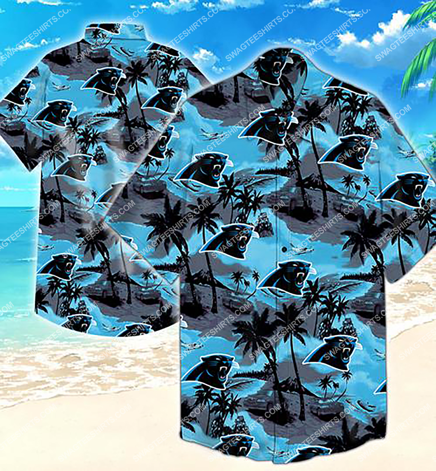 tropical flower carolina panthers team summer hawaiian shirt 2