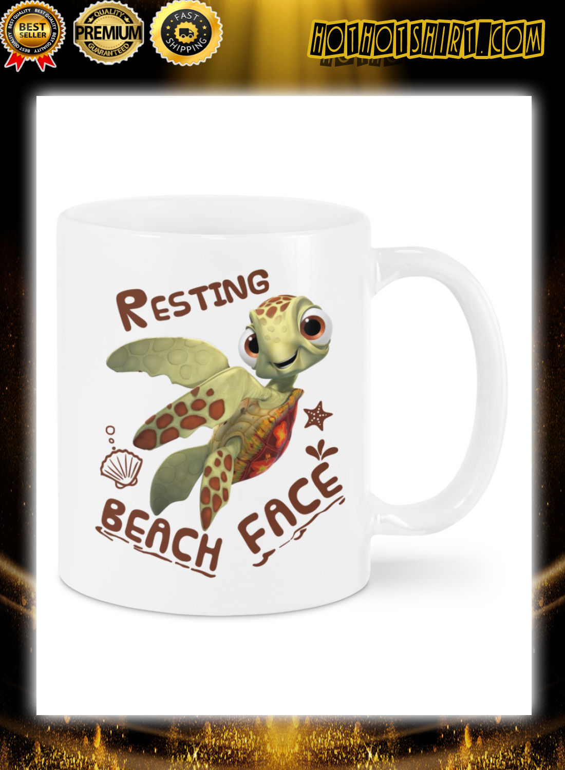 Turtle Resting Beach Face Mug