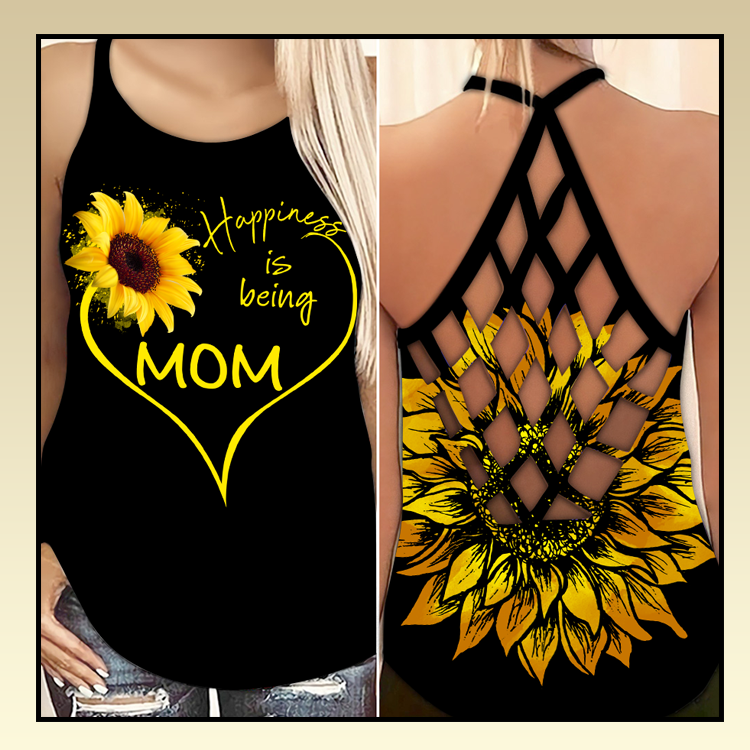 1-Sunflower Happiness Is Being Mom Cross Strappy Tank Top (3)