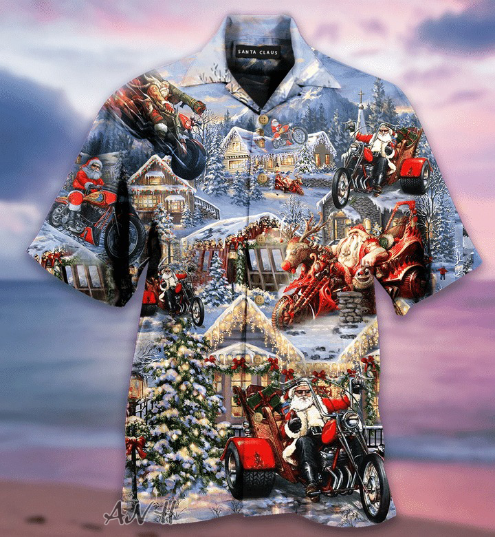 Amazing santa biker hawaiian shirt