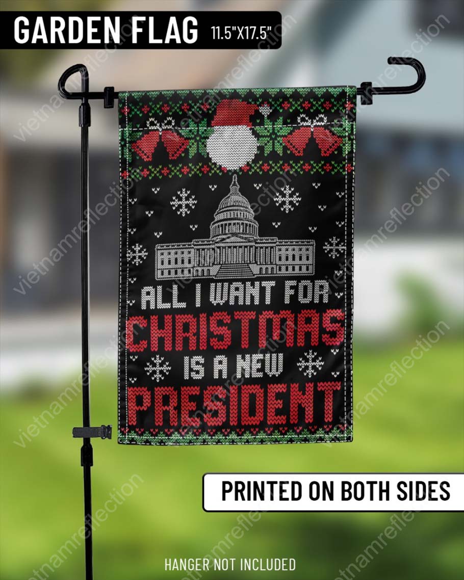 US Capitol Building All I want for christmas is a new president garden flag