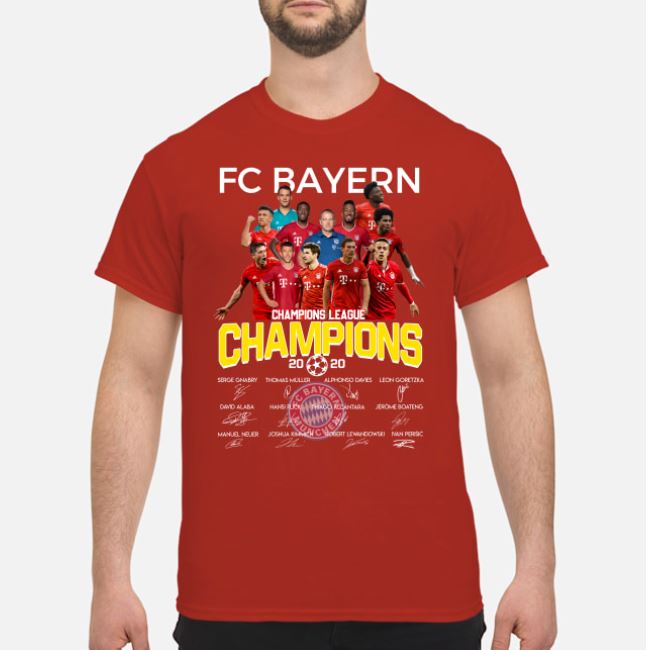 Bayern 2020 champions signatures t shirt