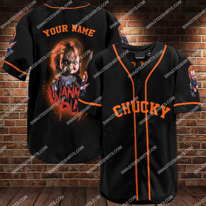 custom name chucky all over printed baseball shirt 1