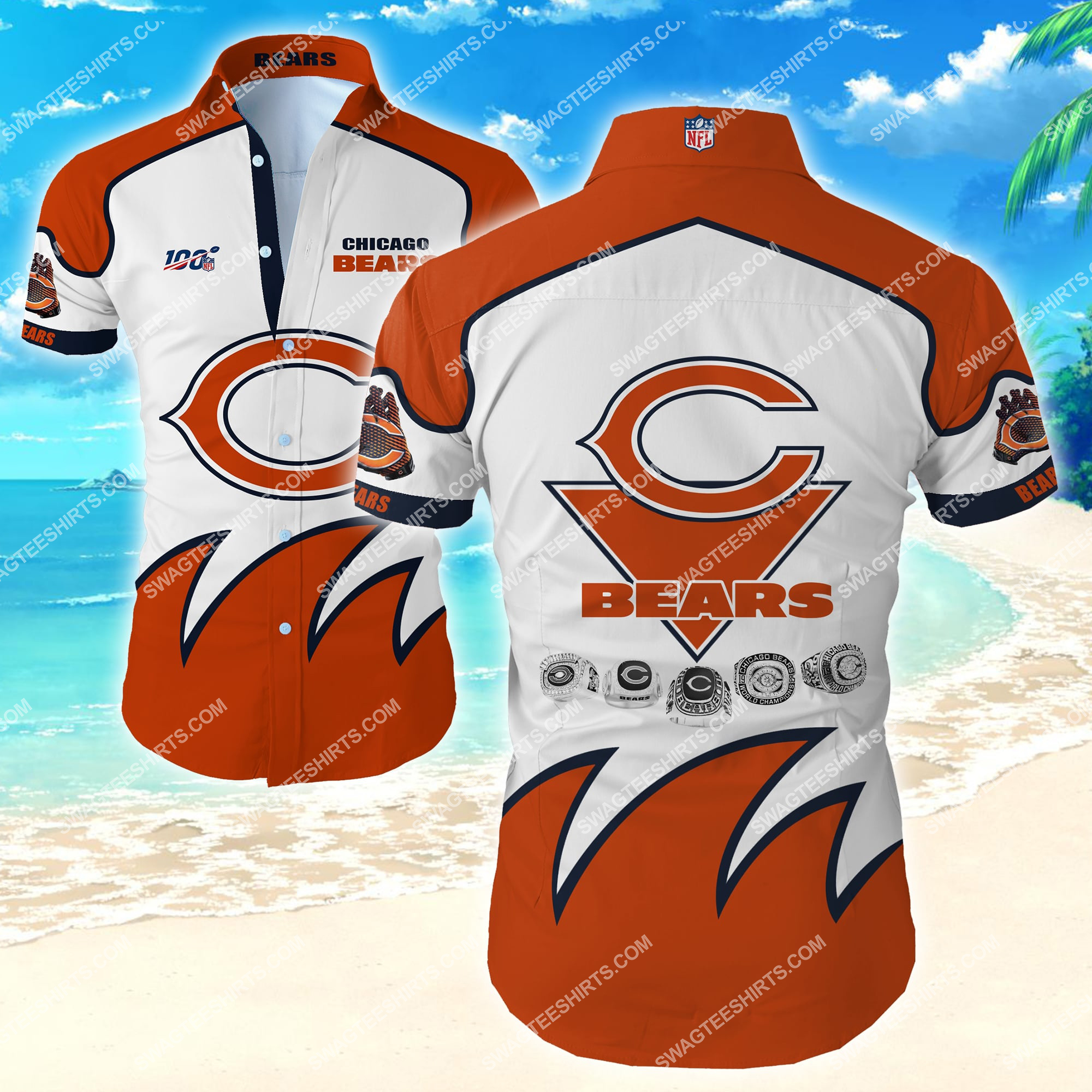national football league chicago bears team hawaiian shirt 2