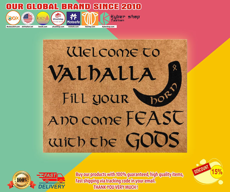 Vikings welcome to valhalla fill your horn doormat2