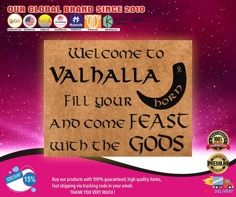 Vikings welcome to valhalla fill your horn doormat3