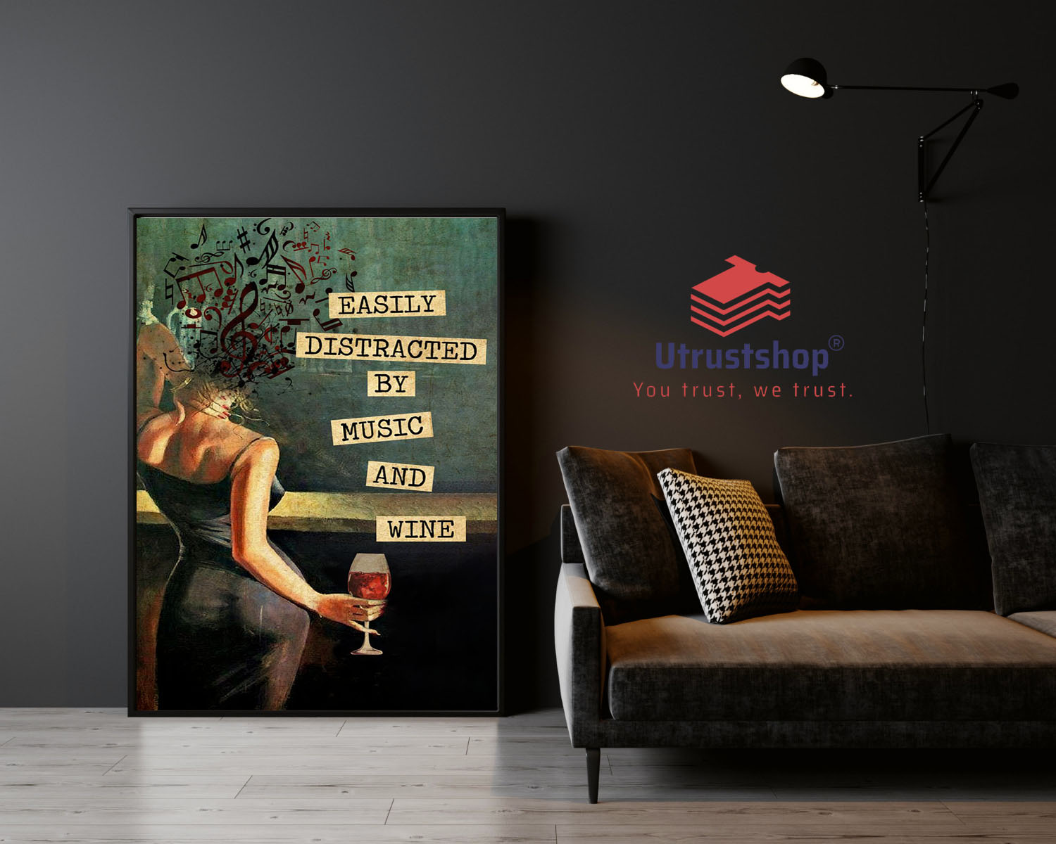 Vintage easily distracted by music and wine poster2