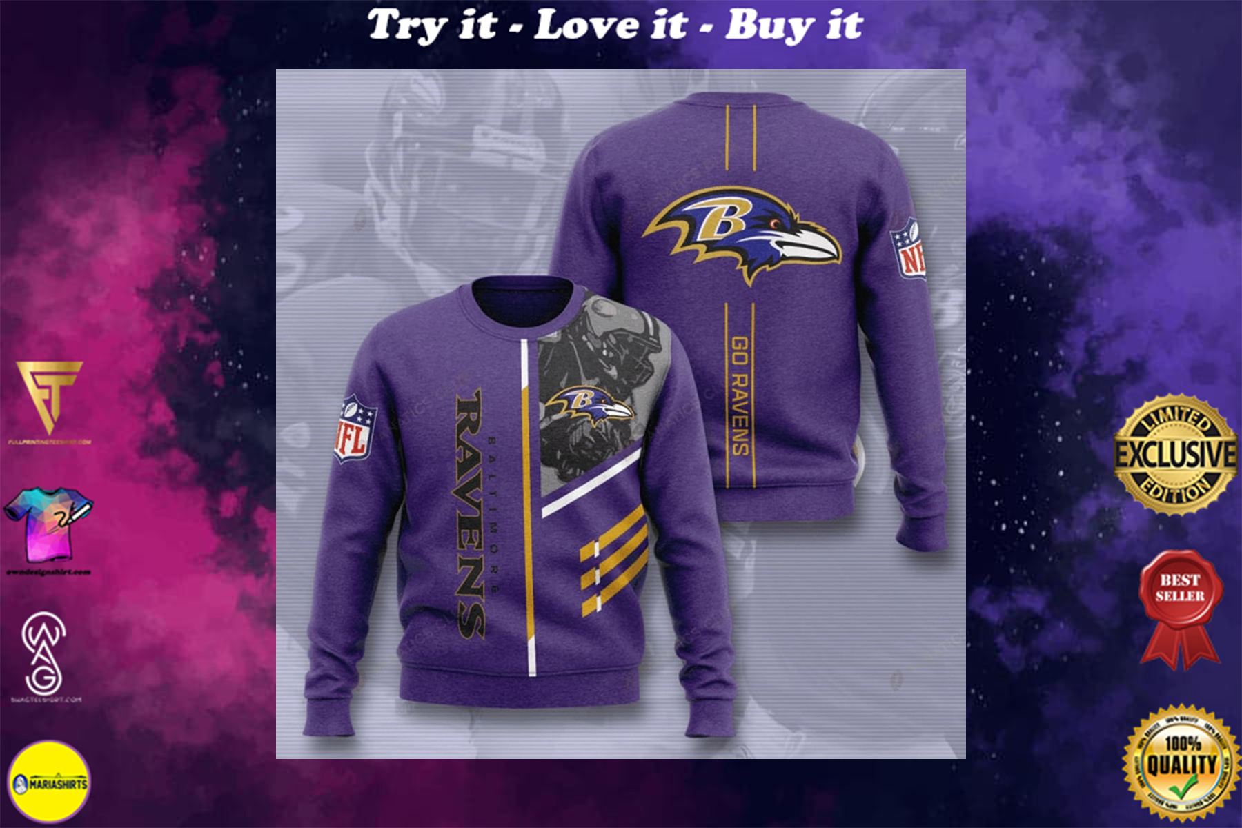 [highest selling] baltimore ravens go ravens full printing ugly sweater - maria 1