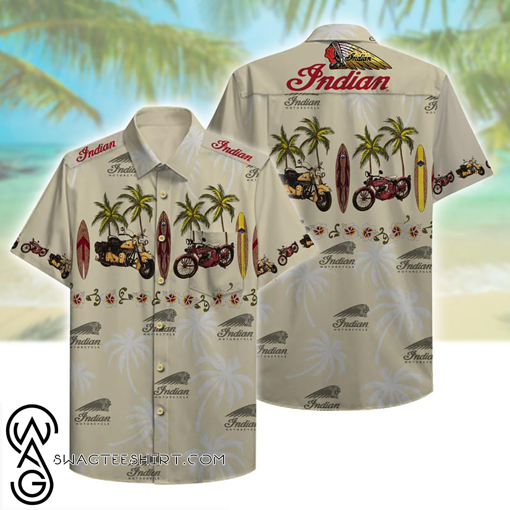 tropical beach indian motorcycle hawaiian shirt – maria