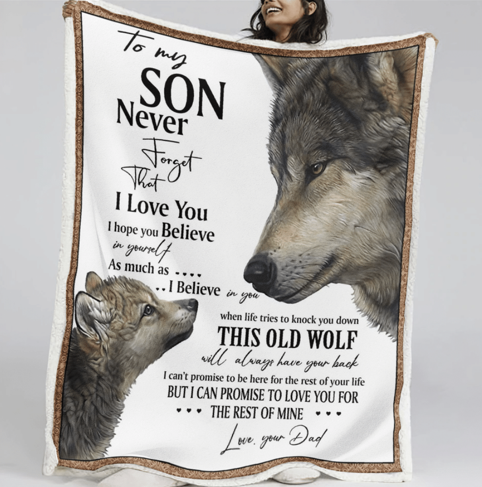 Wolf your dad to my son never forget that i love you quilt 1