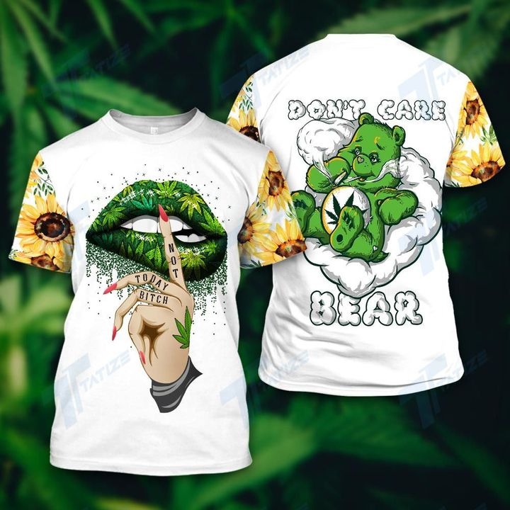 Weed dont care bear not today bitch 3D hoodie and legging 4