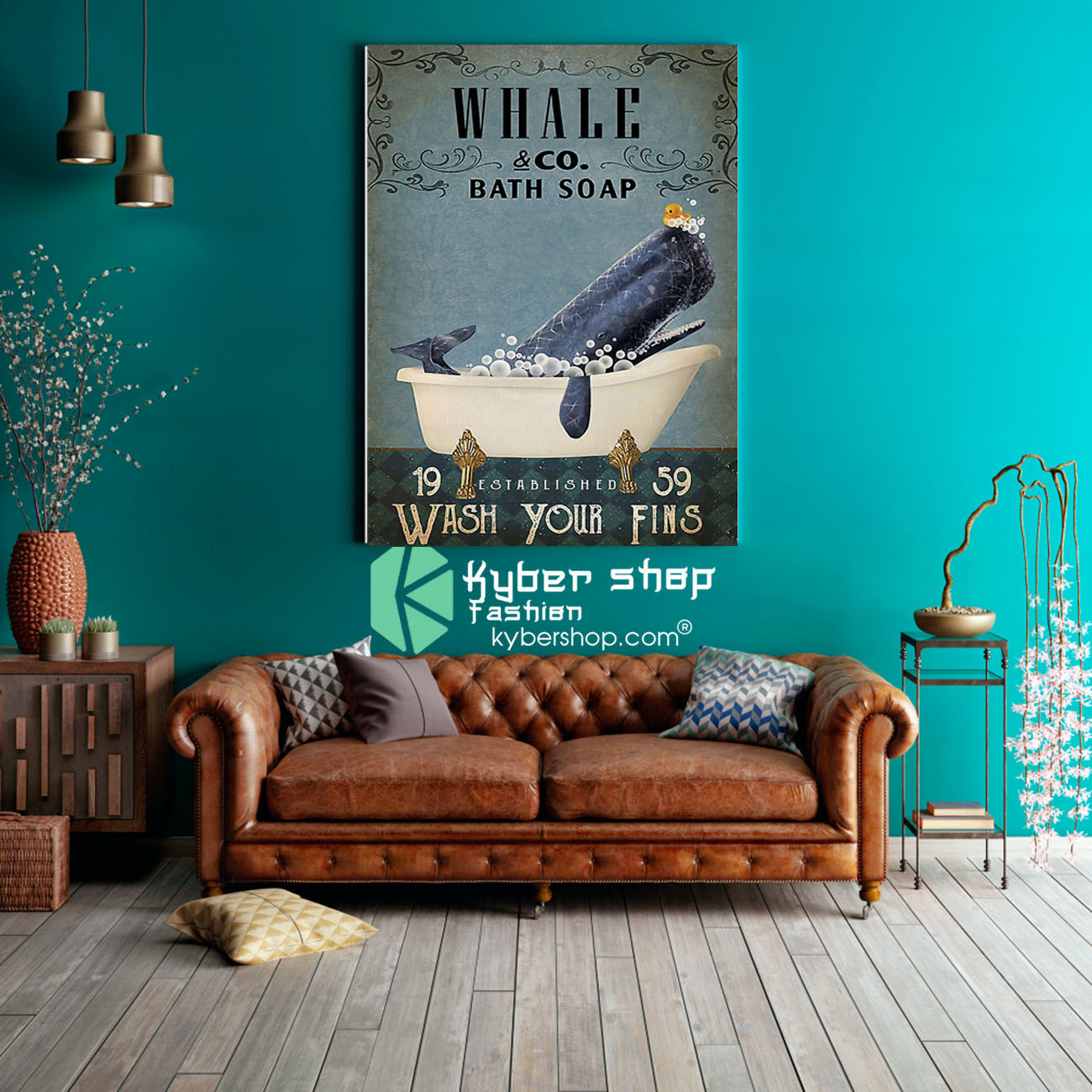 Whale and bath soap wash your fins poster8