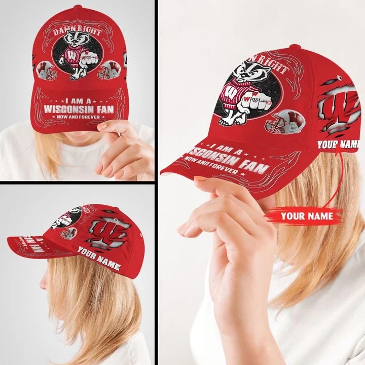 Wiba Damn right I am a Wisconsin fan now and forever custom cap1