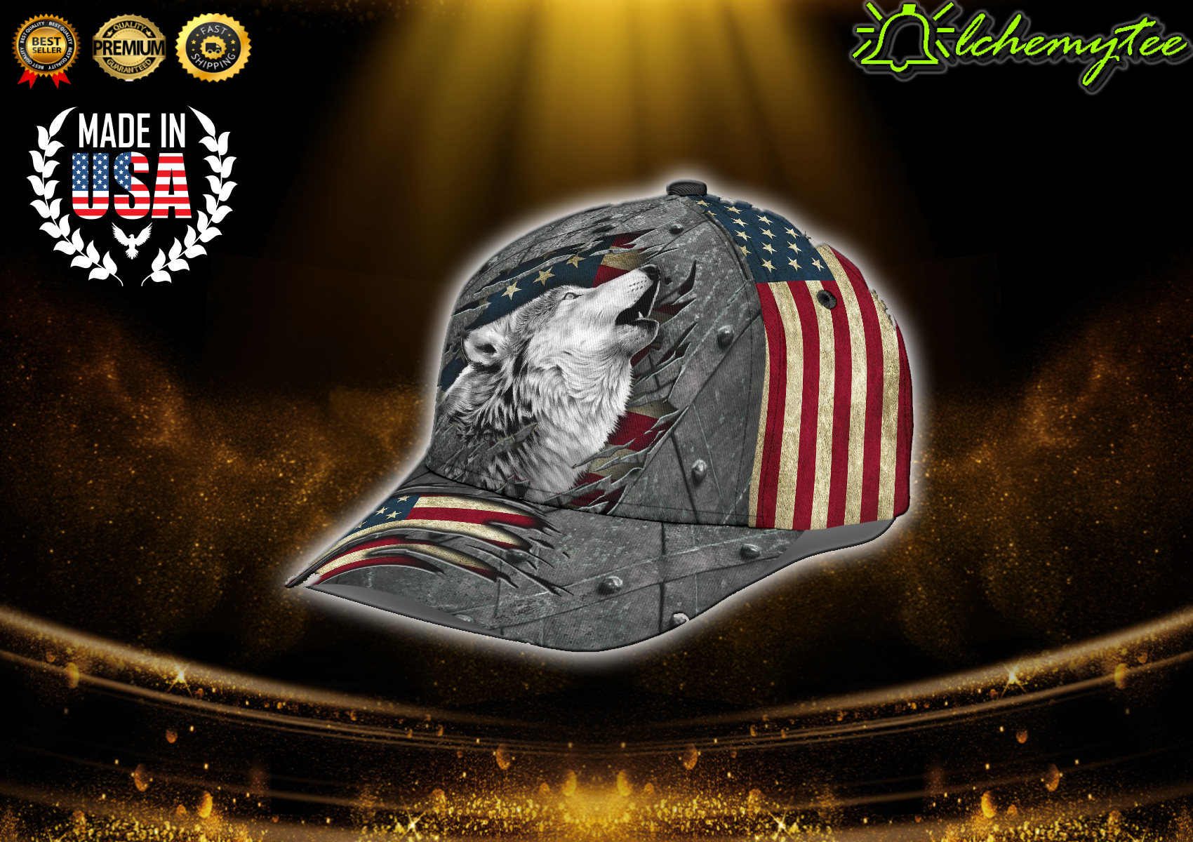 Wolf Crack American Flag Classic 3D Cap 2