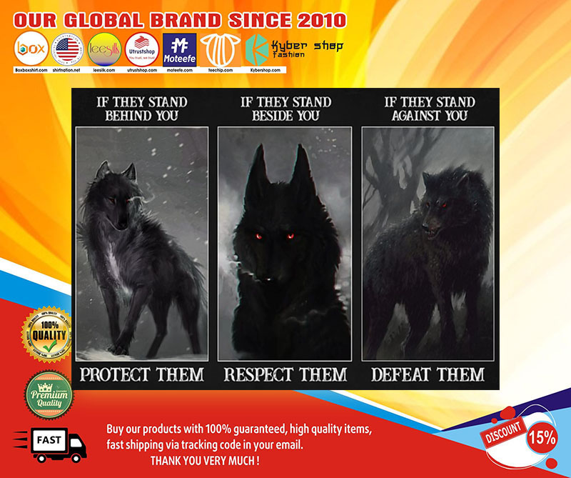 Wolf if they stand behind you protect them if they stand beside you respect them poster