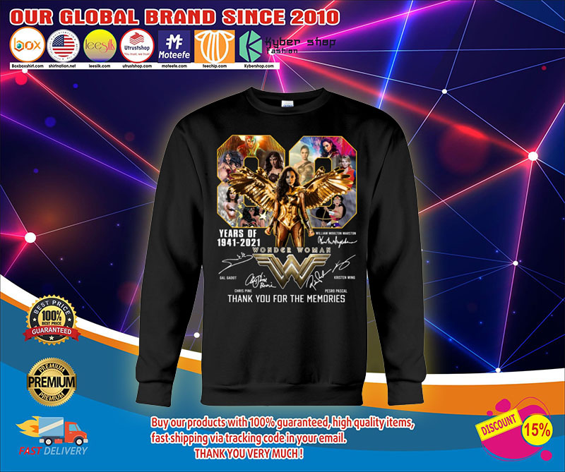 Wonder Woman 80 years of 1941-2021 thank you for the memories shirt1