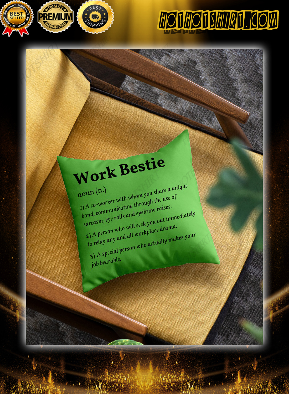 Work Bestie Definition A Co-worker With Whom You Share A Unique Bond Pillow Cushion