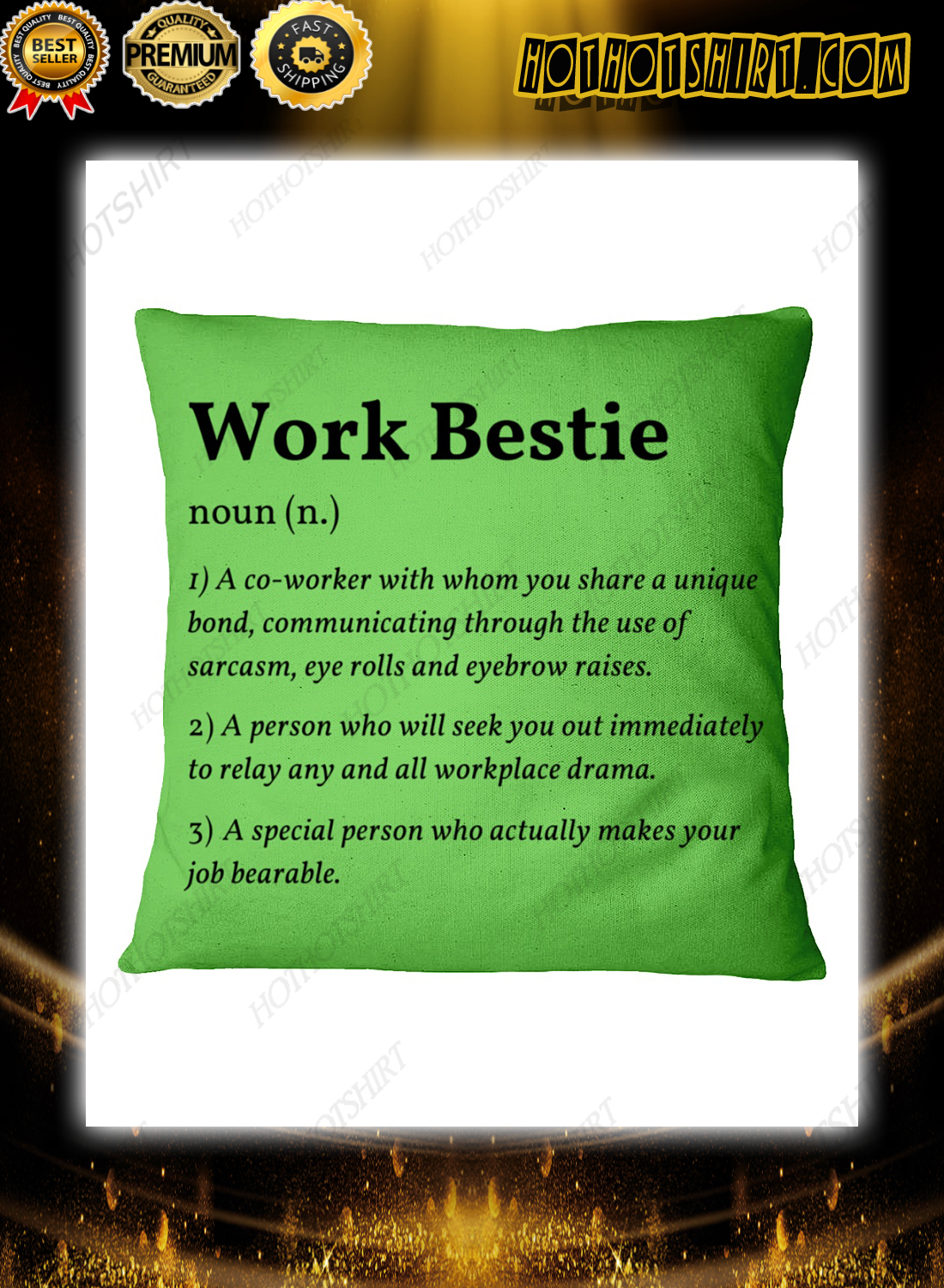 Work Bestie Definition A Co-worker With Whom You Share A Unique Bond Pillow Cushion